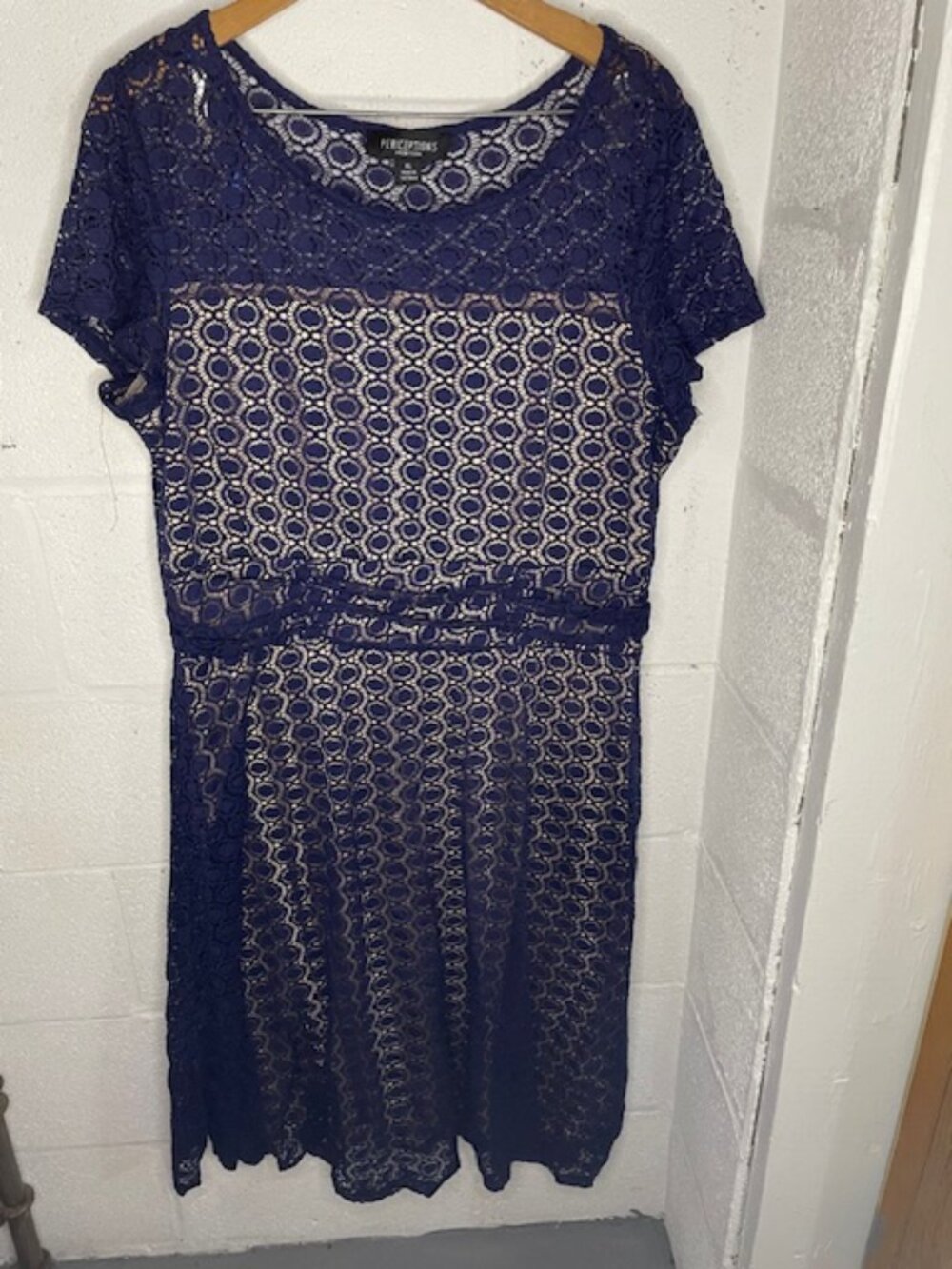 Perceptions Crochet Overlay Cocktail Dress